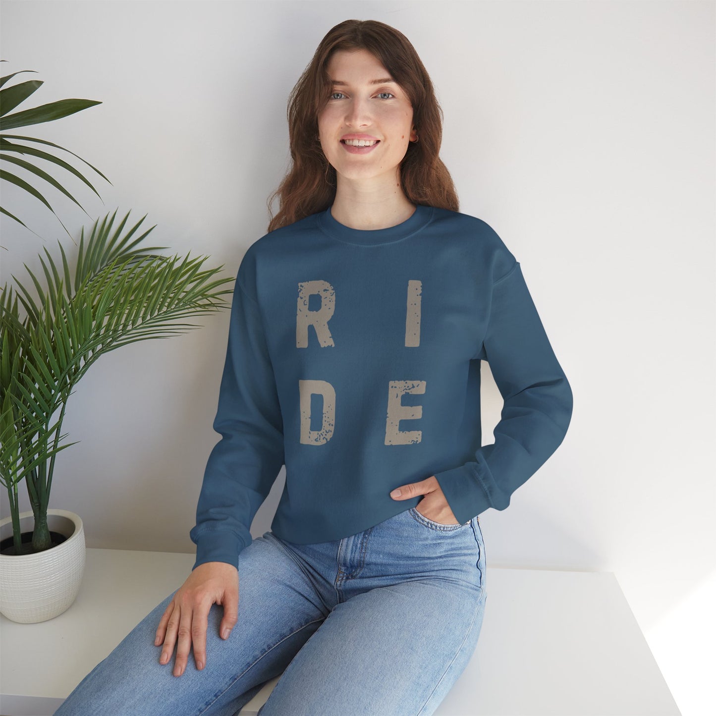 RIDE Unisex Sweatshirt Ideal for Riders Western and English Horse Lovers Cozy Comfortable Crewneck