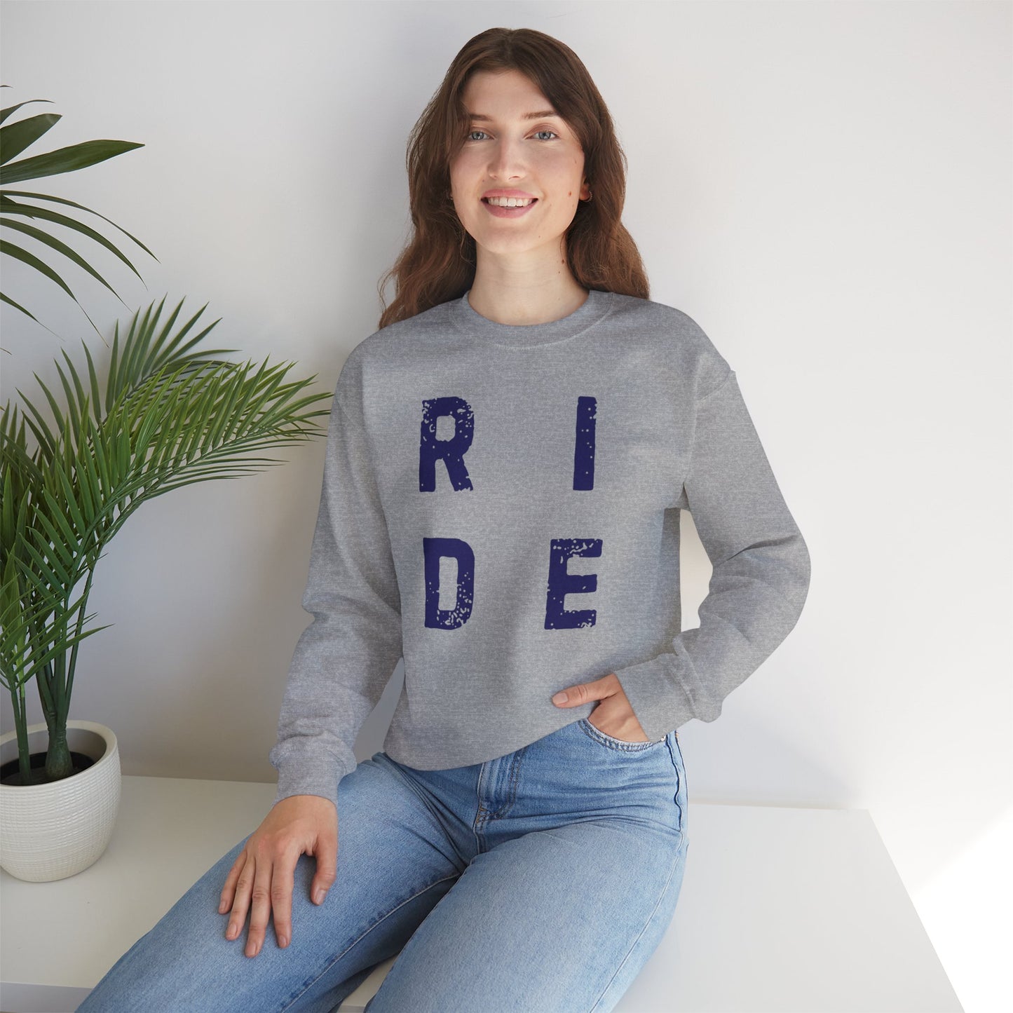 RIDE Unisex Sweatshirt Ideal for Riders Western and English Horse Lovers Cozy Comfortable Crewneck