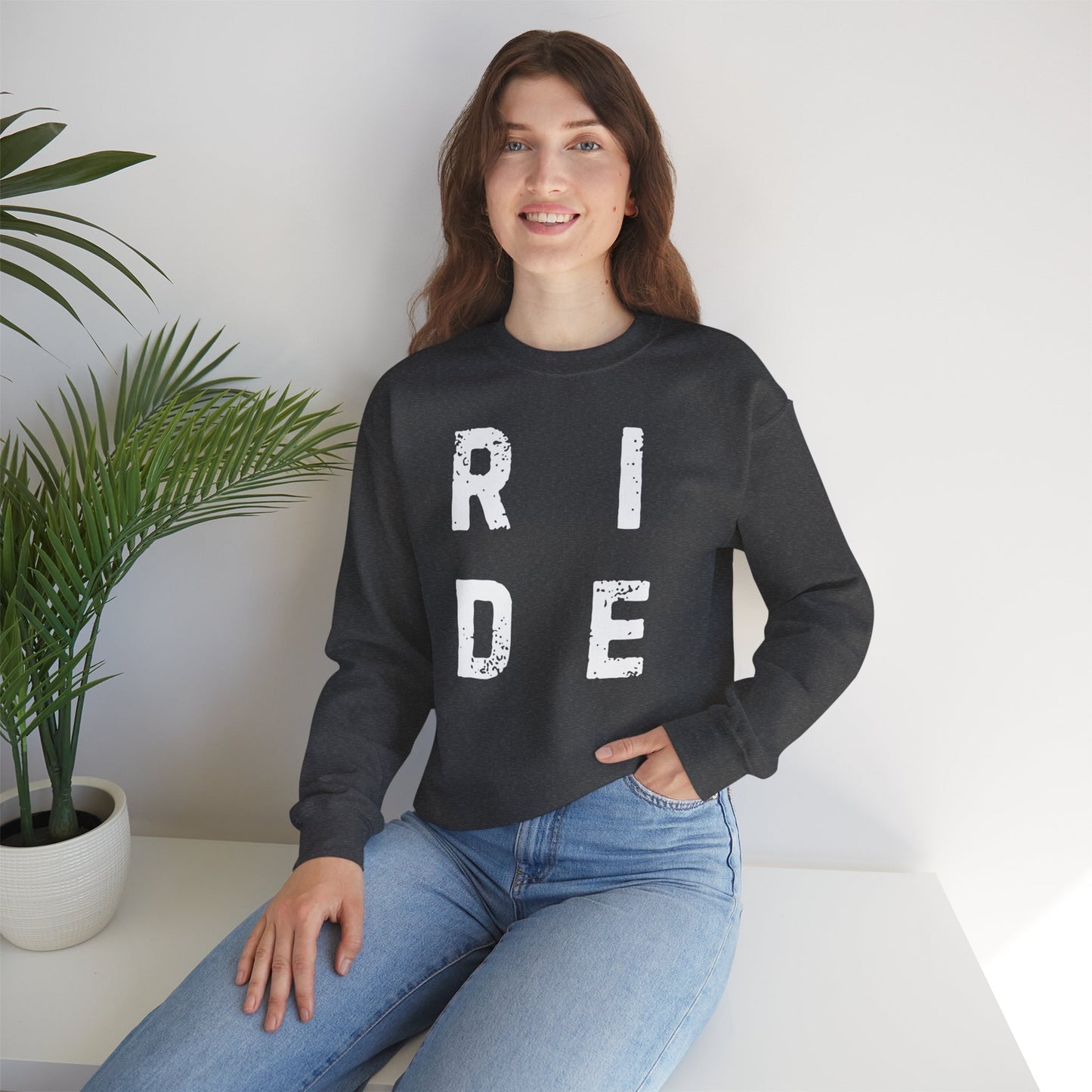 RIDE Unisex Sweatshirt Ideal for Riders Western and English Horse Lovers Cozy Comfortable Crewneck