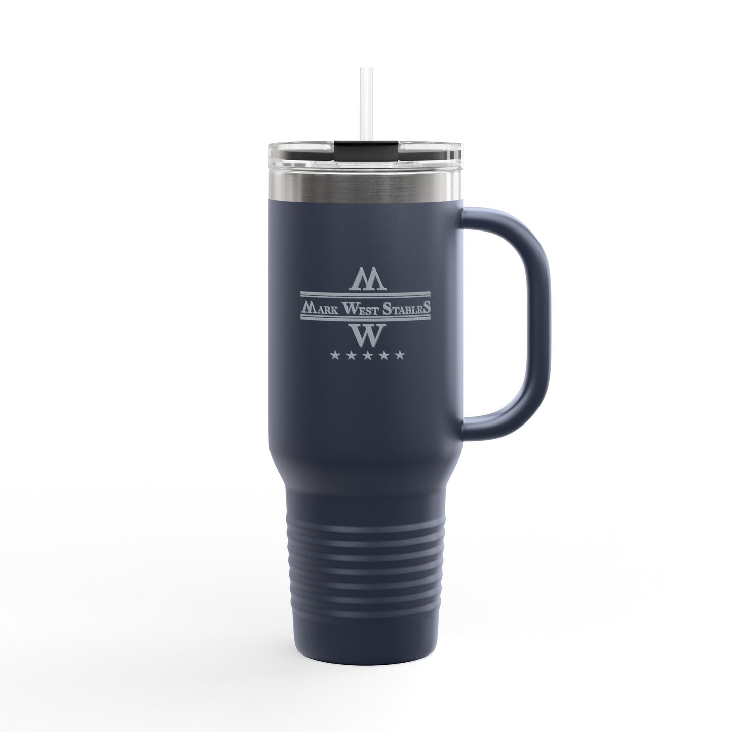 40oz Insulated Travel Mug - 'Mark West Stables Logo Stainless Steel Tumbler with Handle